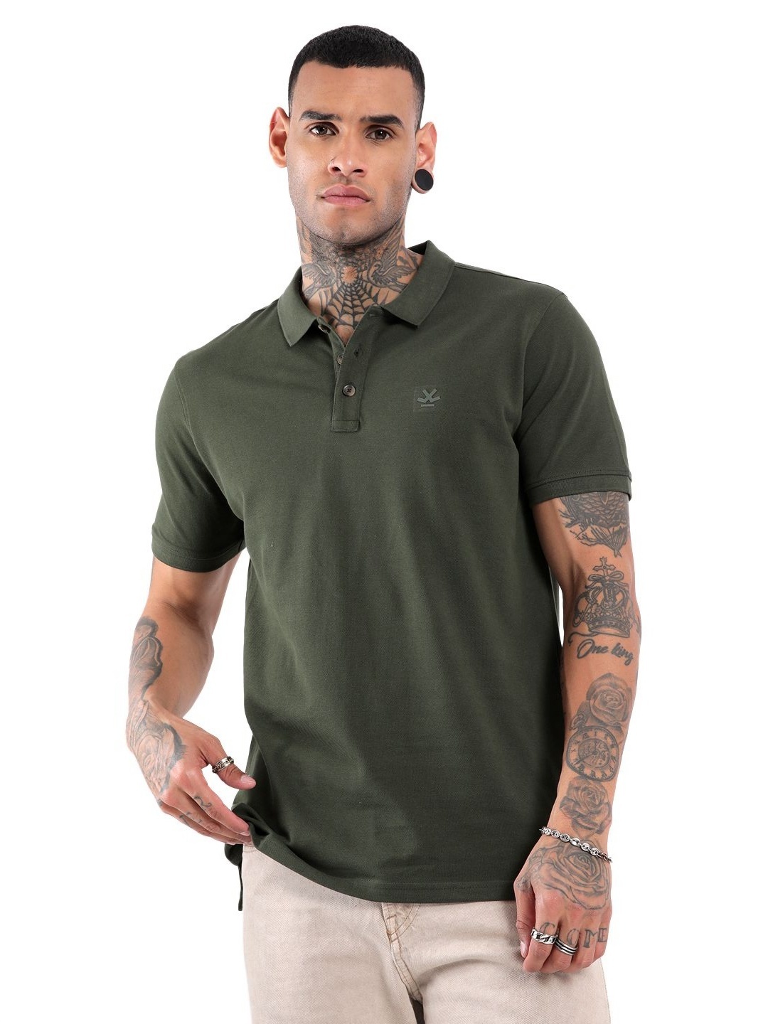 

WROGN Timeless Polo Collar Slim Fit Cotton T-shirt, Olive