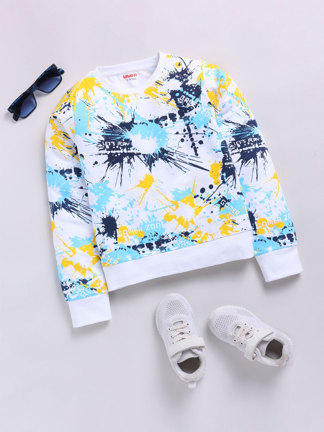 

MIMINO Boys Abstract Printed Sweatshirt, White