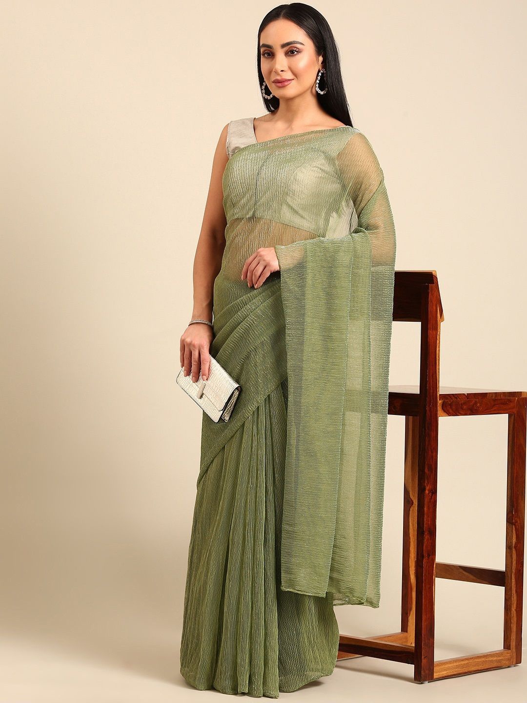 

all about you Embellished Saree With Blouse Piece, Green