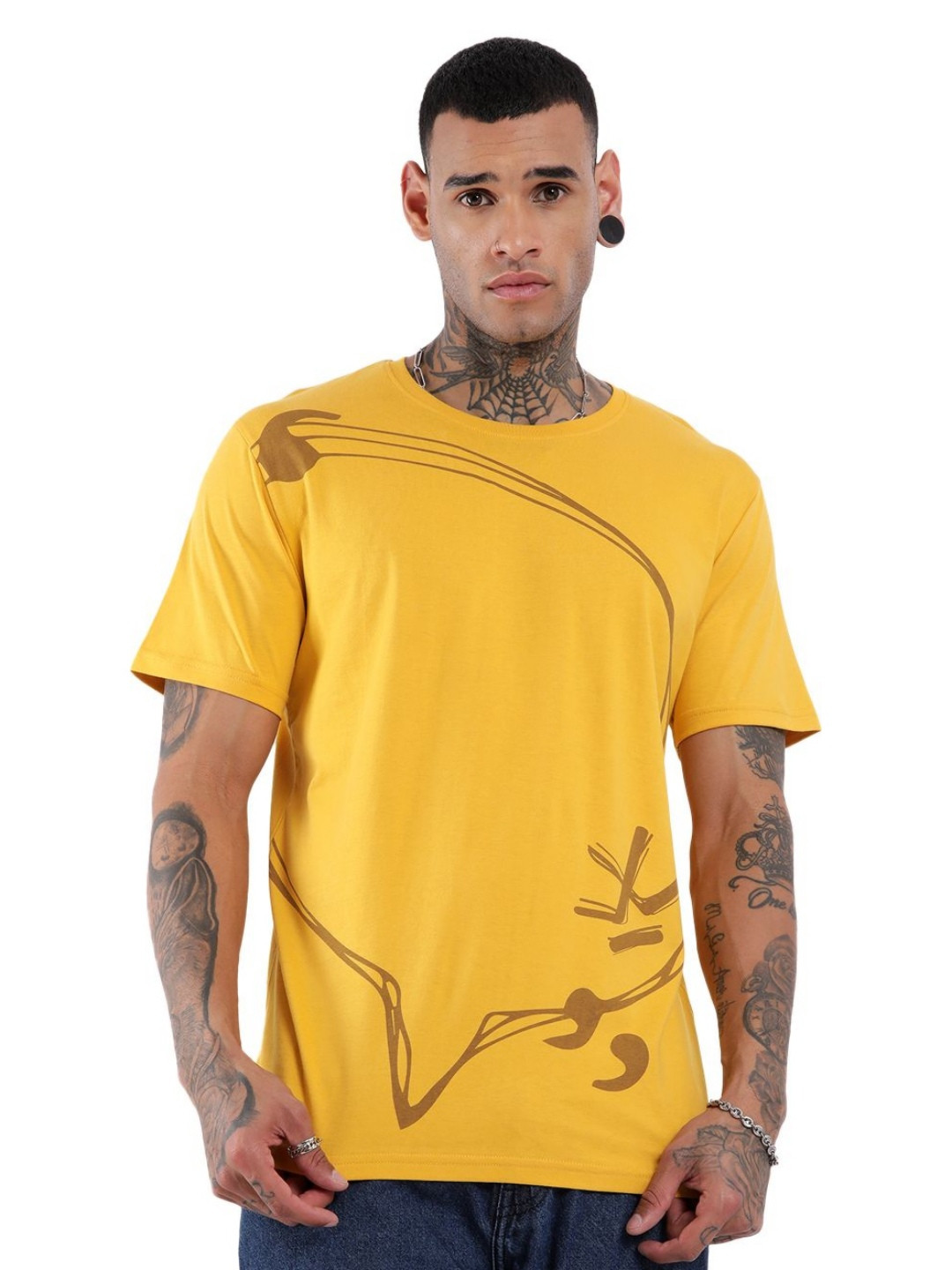 

WROGN Graphic Printed Slim Fit Cotton T-shirt, Yellow