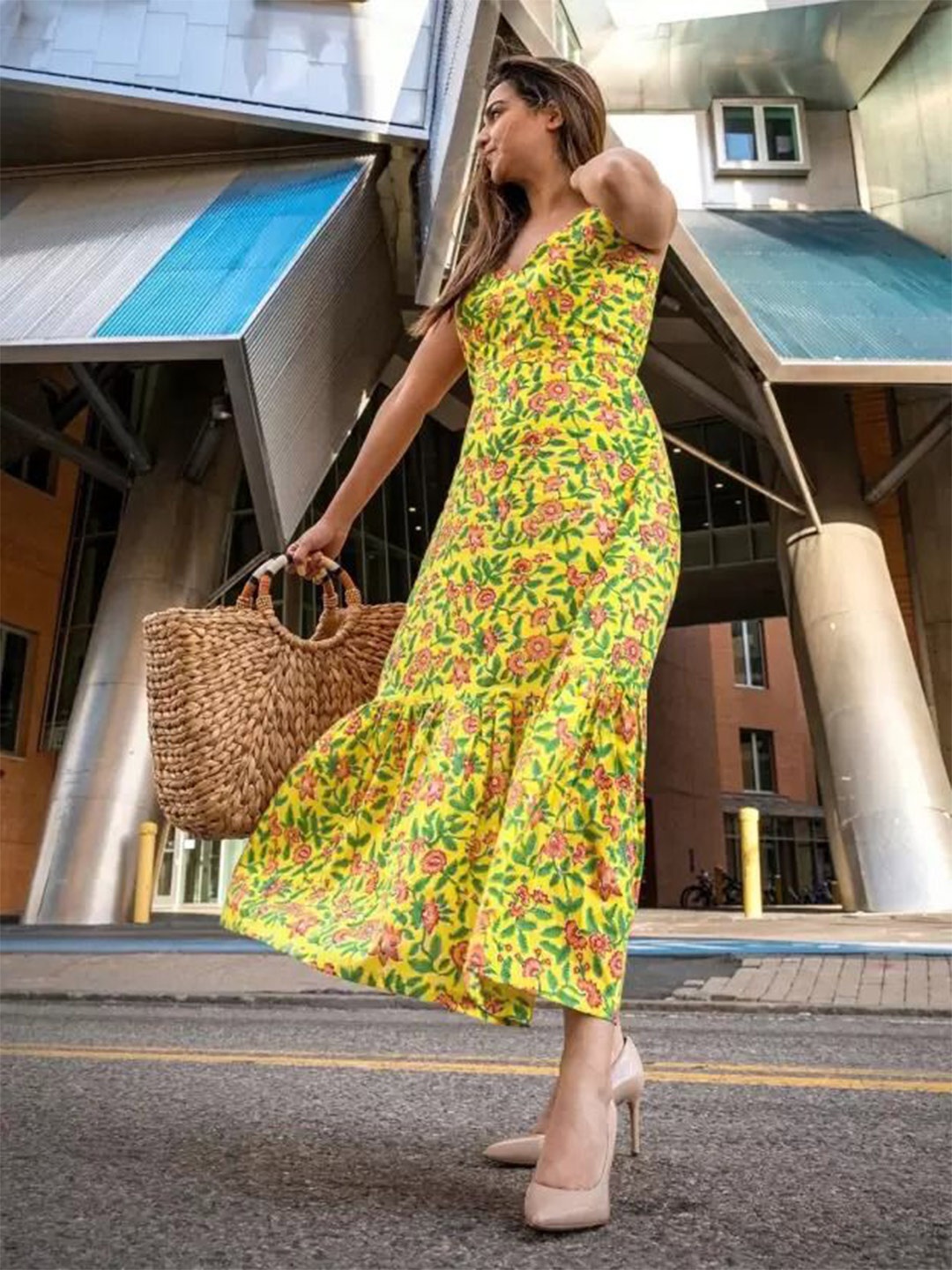 

Trillmixa Print A-Line Dress, Yellow