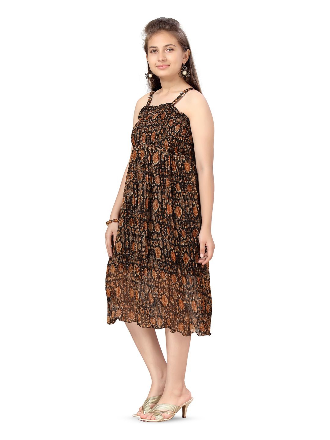 

BAESD Floral Print Georgette Fit & Flare Midi Dress, Black