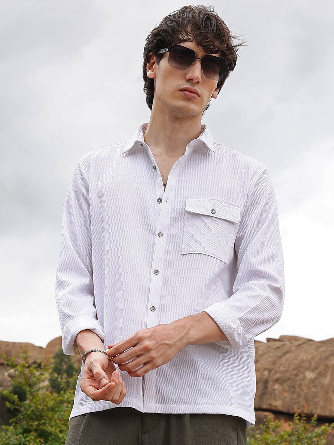 

Campus Sutra Men Comfort Opaque Casual Shirt, White