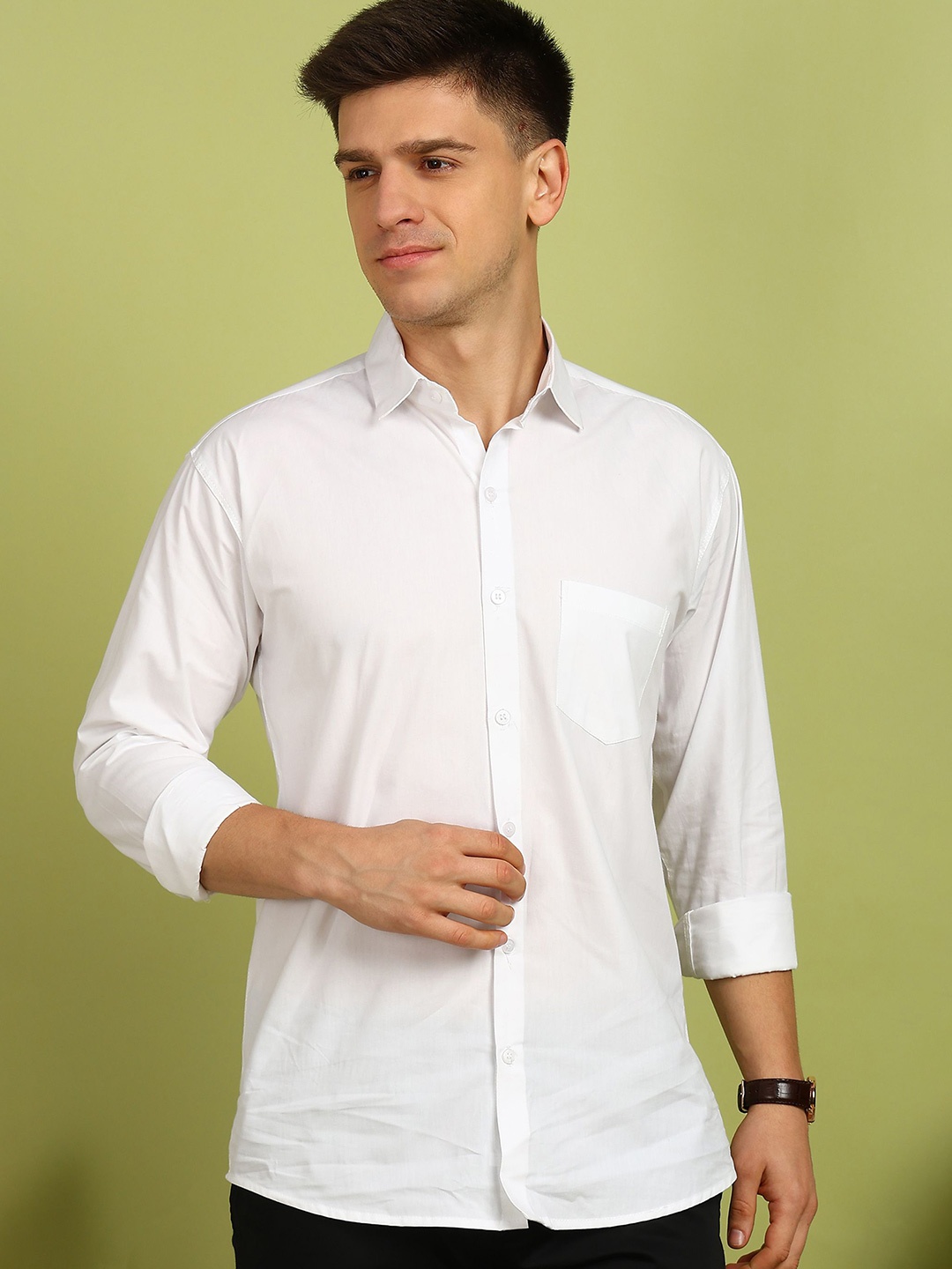 

FUBAR Men Slim Fit Opaque Casual Shirt, White