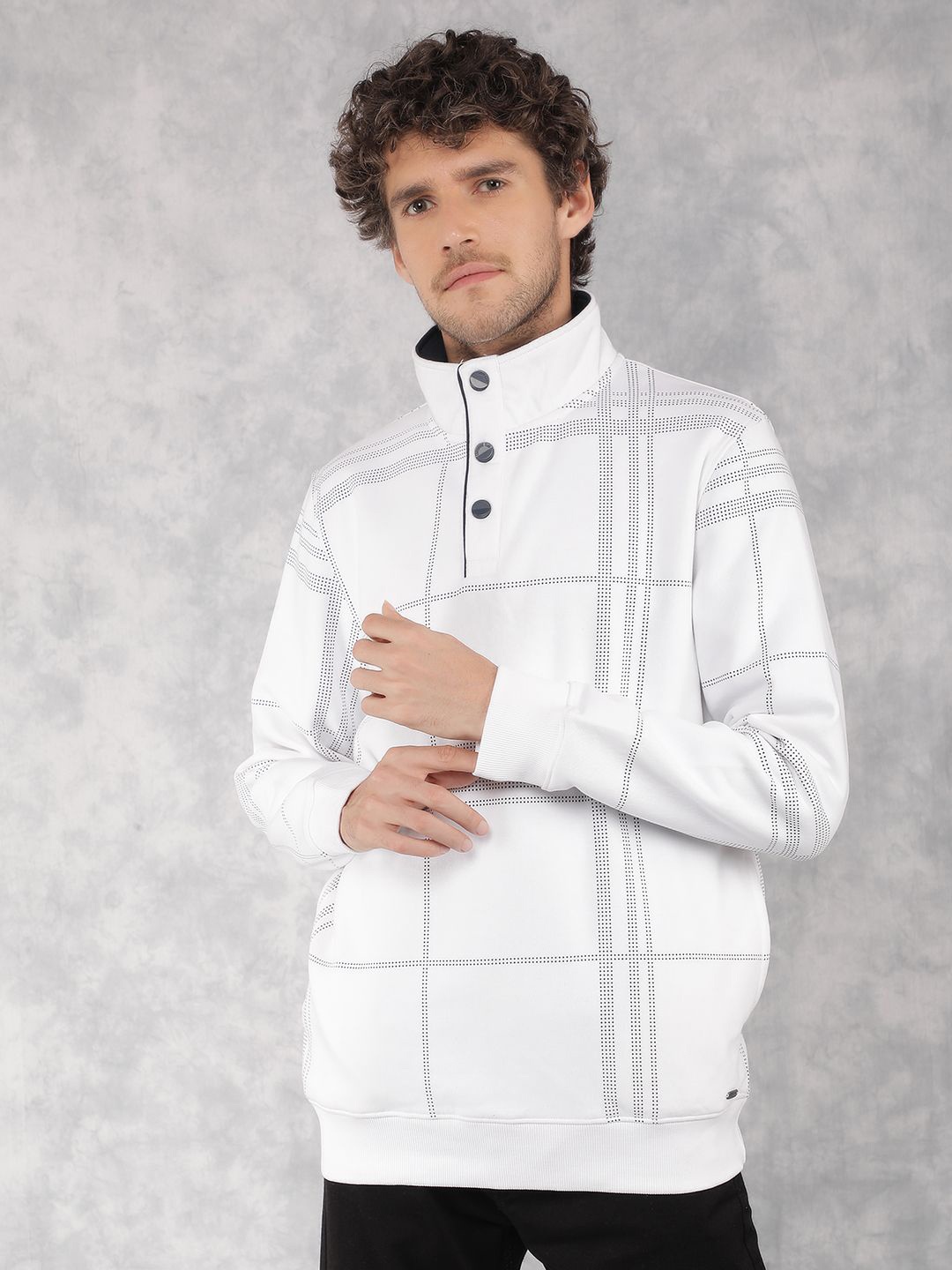 

Crimsoune Club Men Checked Sweatshirt, White