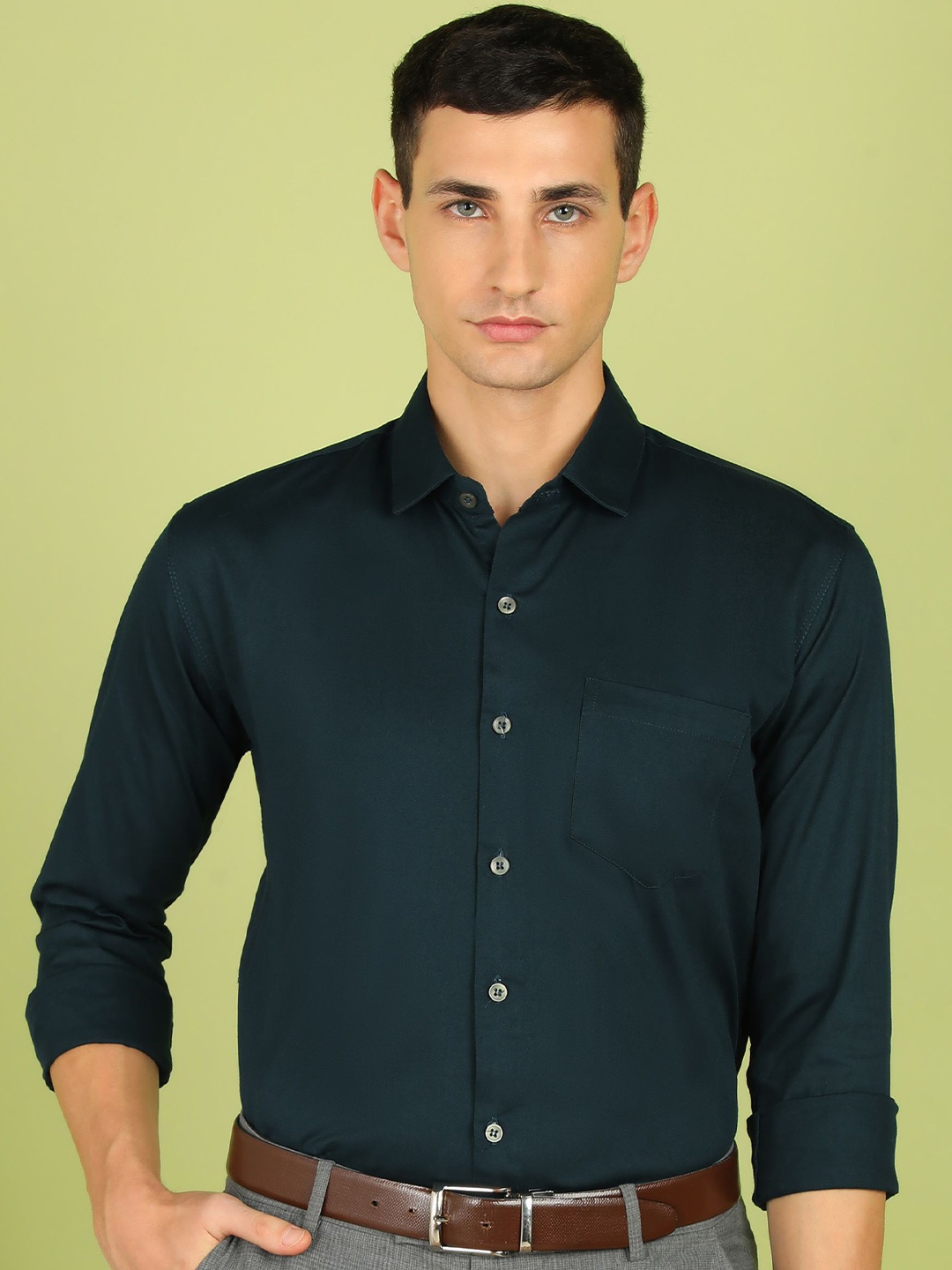 

FUBAR Men Slim Fit Opaque Formal Shirt, Blue