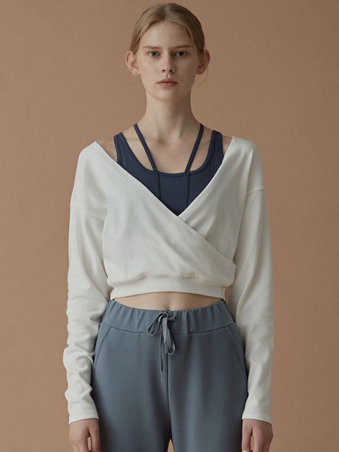 

LULU & SKY Cotton Wrap Crop Top, White