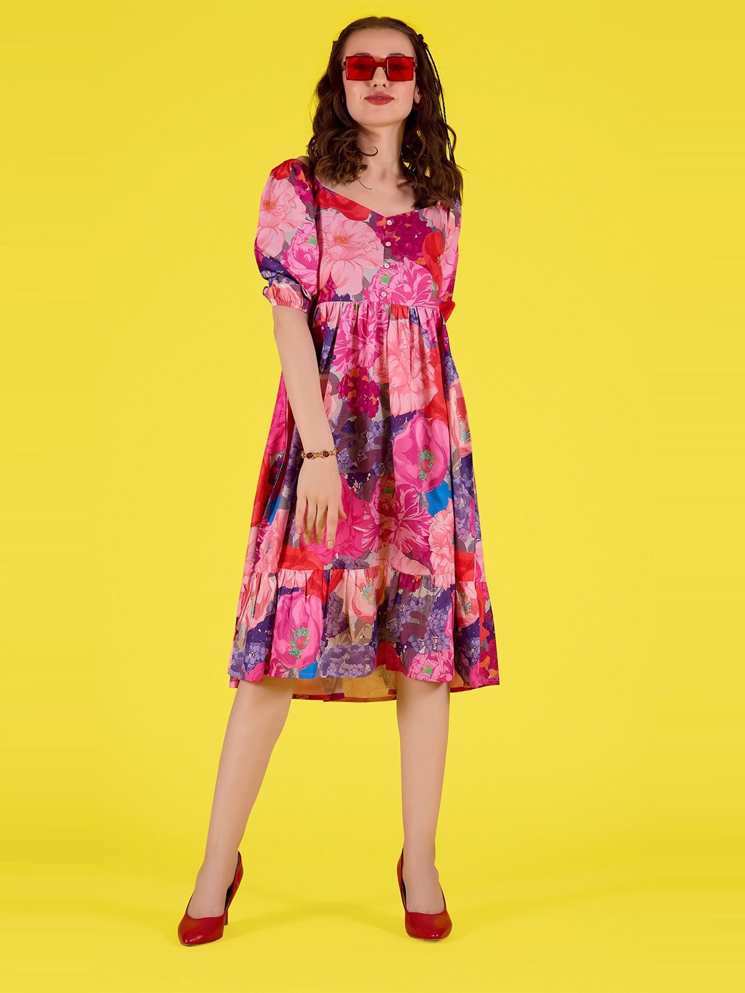 

Amarasha Floral Print Empire Dress, Peach