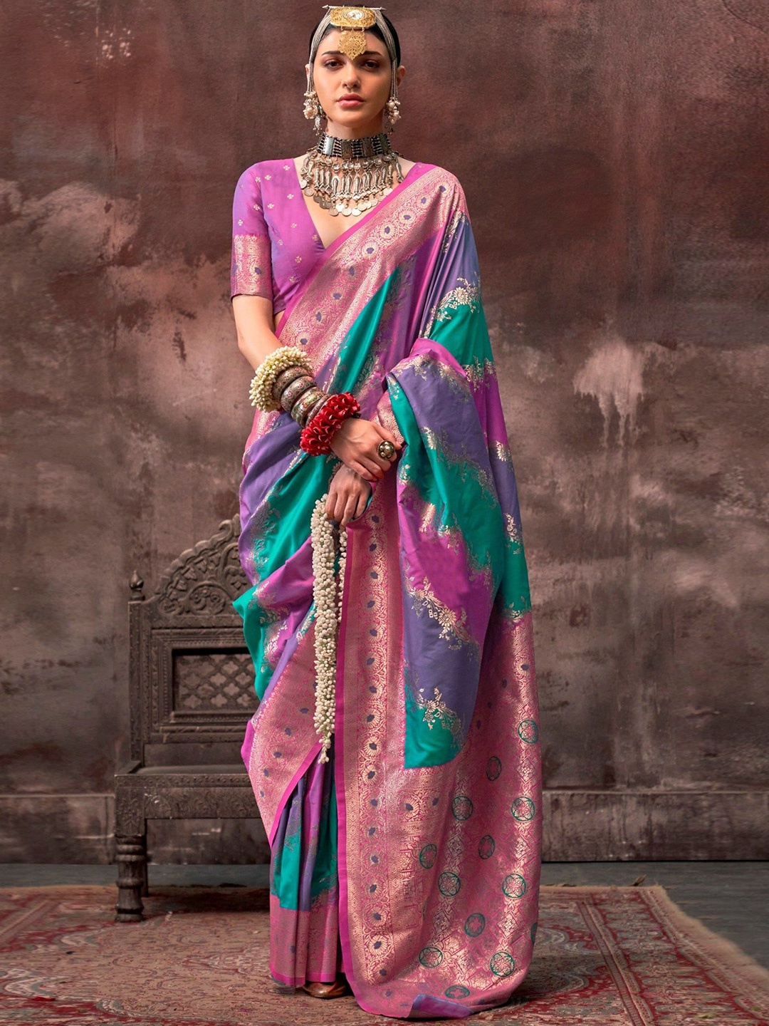 

MySilkLove Woven Design Zari Banarasi Saree, Pink