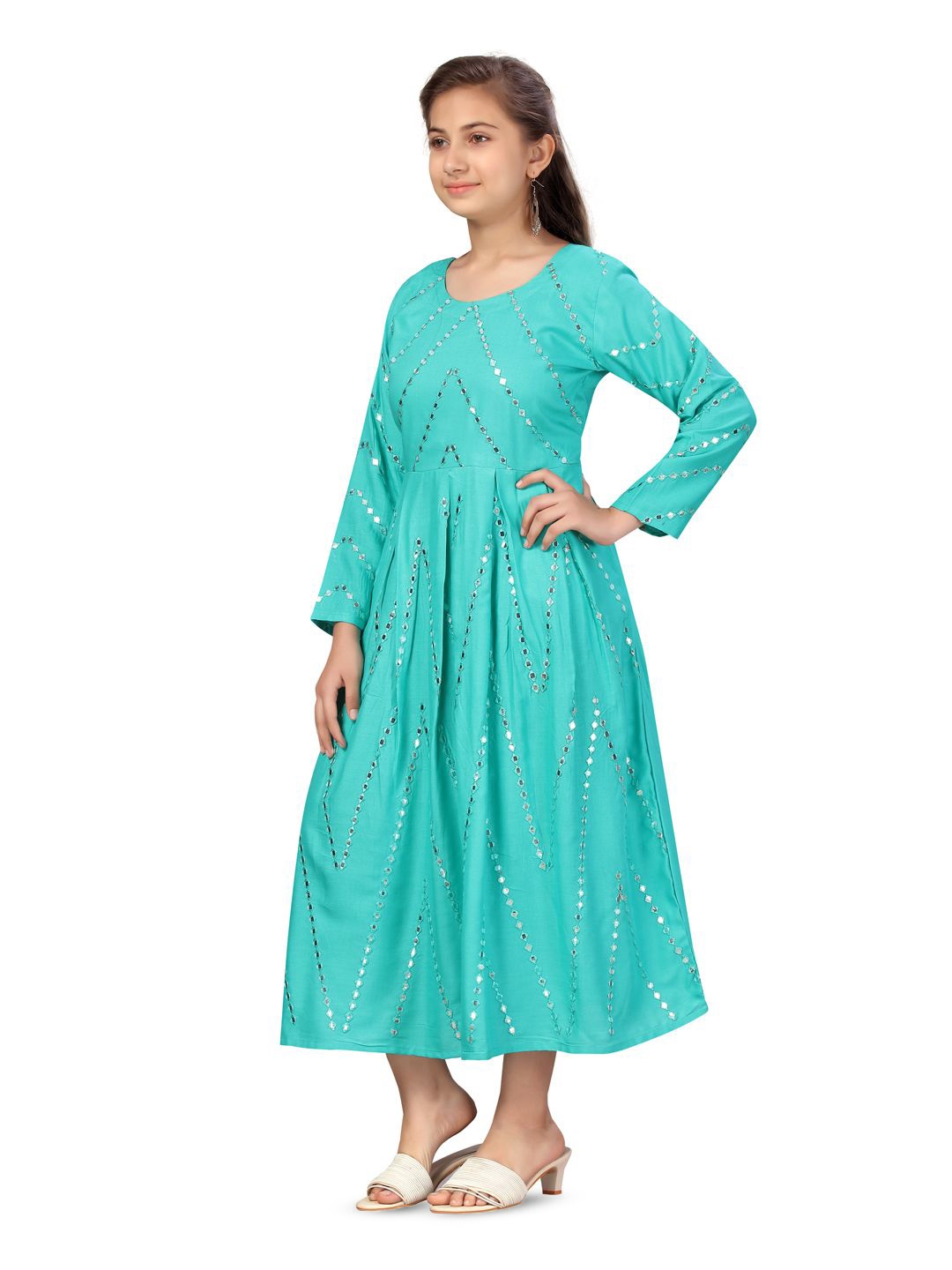 

BAESD Ethnic Motifs Print Fit & Flare Midi Dress, Green
