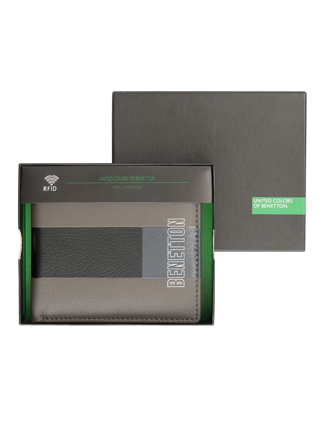 

United Colors of Benetton Men Leather Two Fold Wallet, Grey