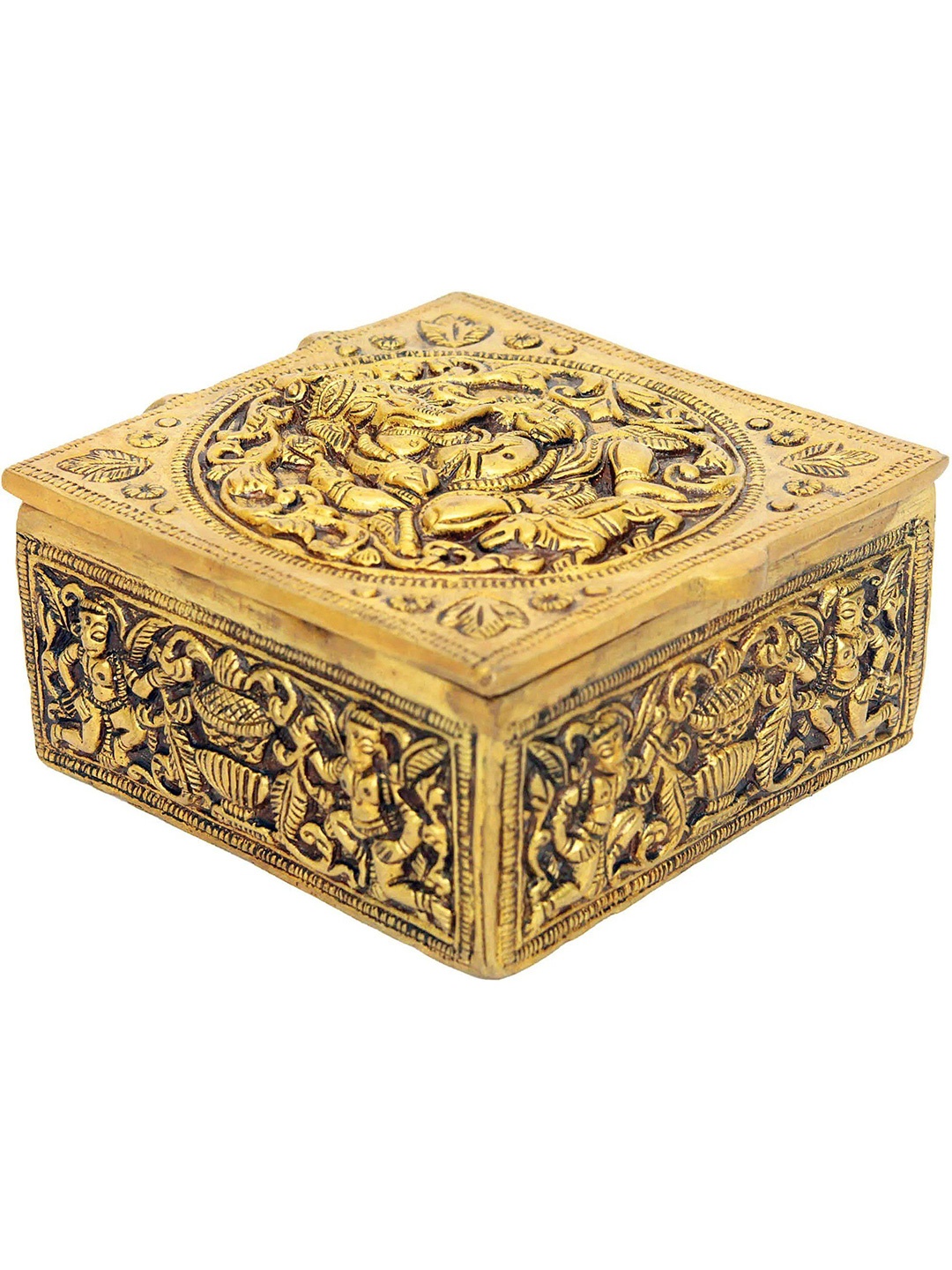

Exoitc India 4" Lord Ganesha Box In Brass, Gold