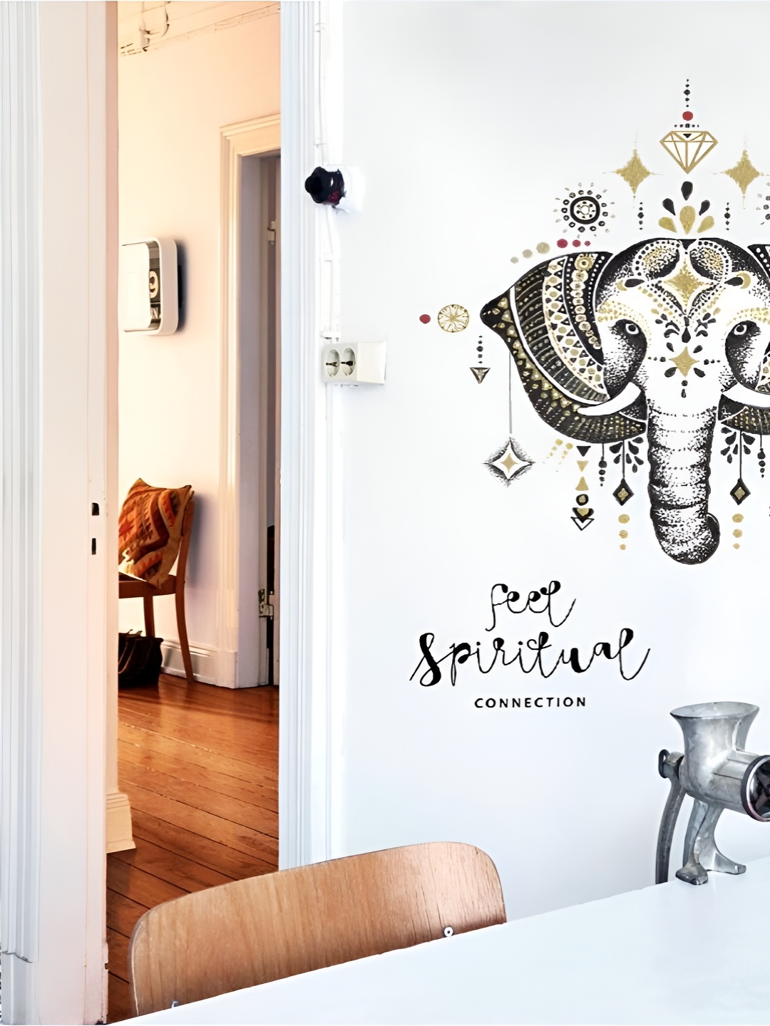 

Jaamso Royals Black & Beige Elephant Printed Self-Adhesive & Waterproof Wall Sticker