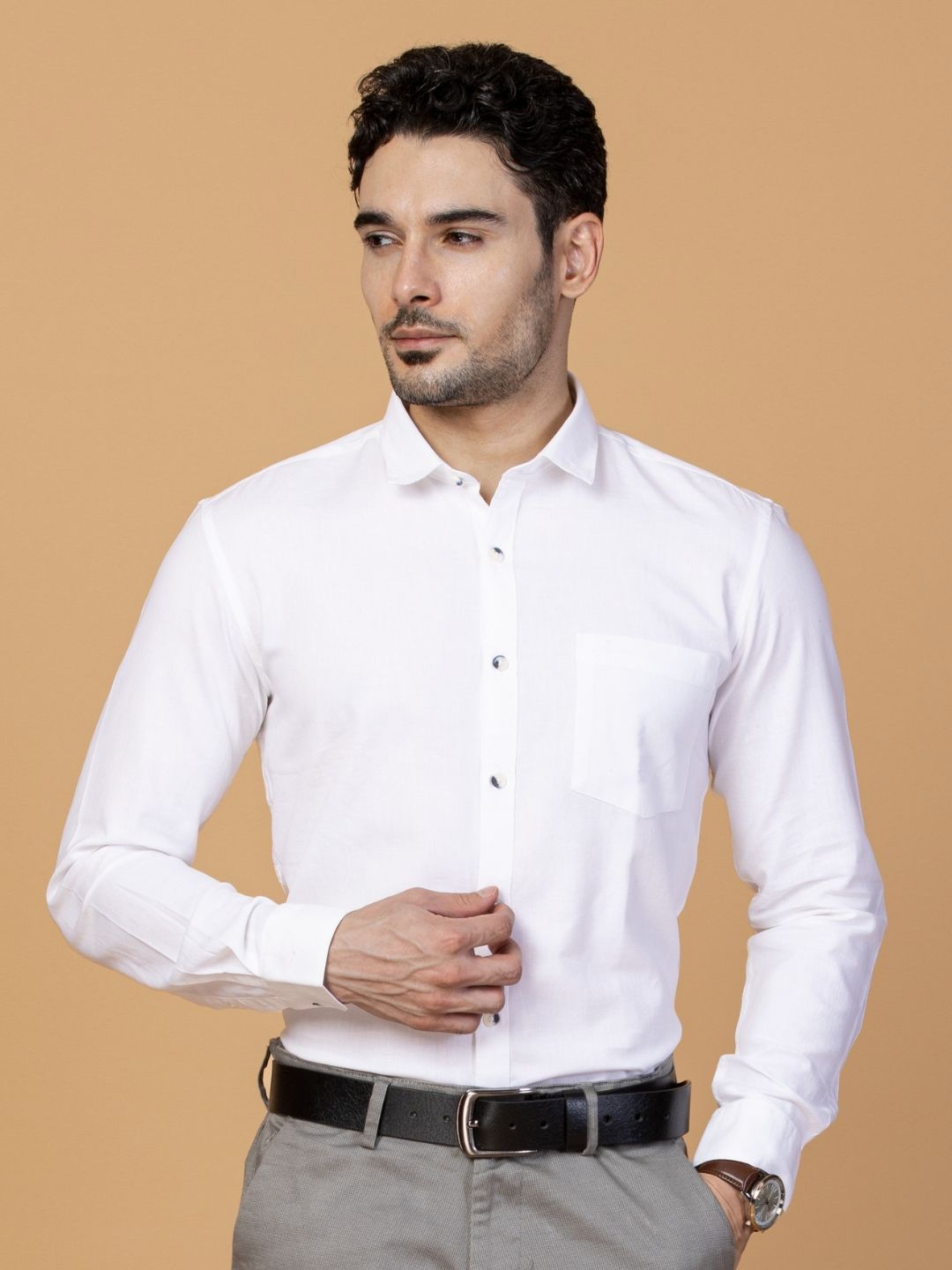 

Berkshire Men Comfort Slim Fit Opaque Formal Shirt, White