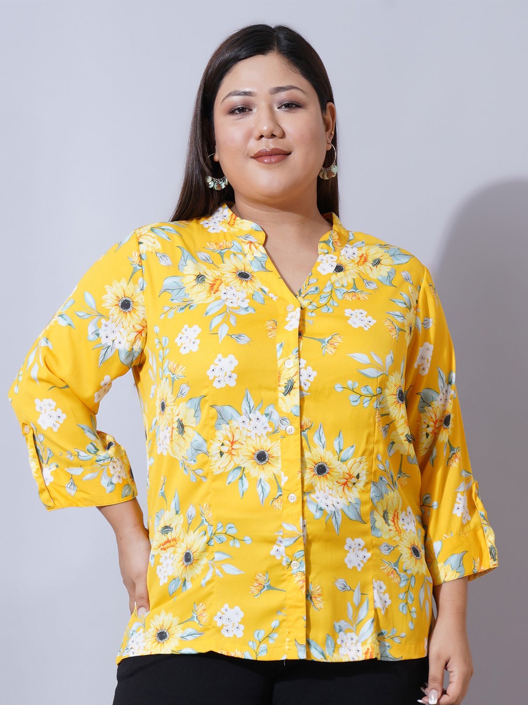 

U&F Beyond Women Relaxed Floral Opaque Printed Casual Shirt, Yellow