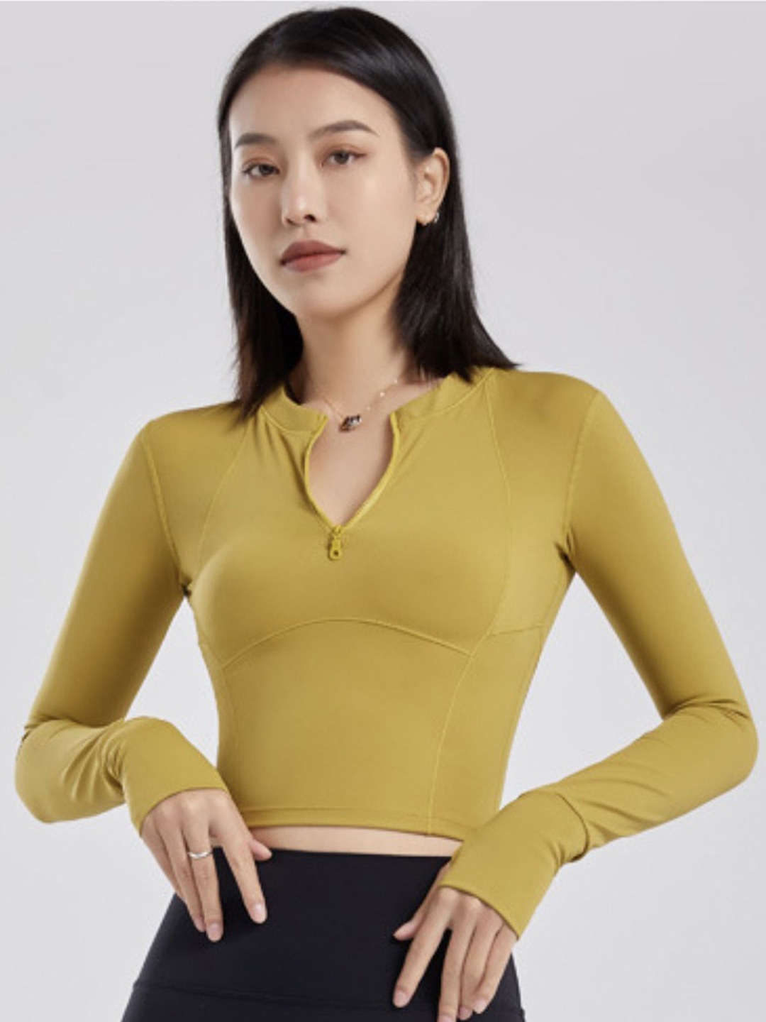 

LULU & SKY Keyhole Neck Crop Top, Yellow