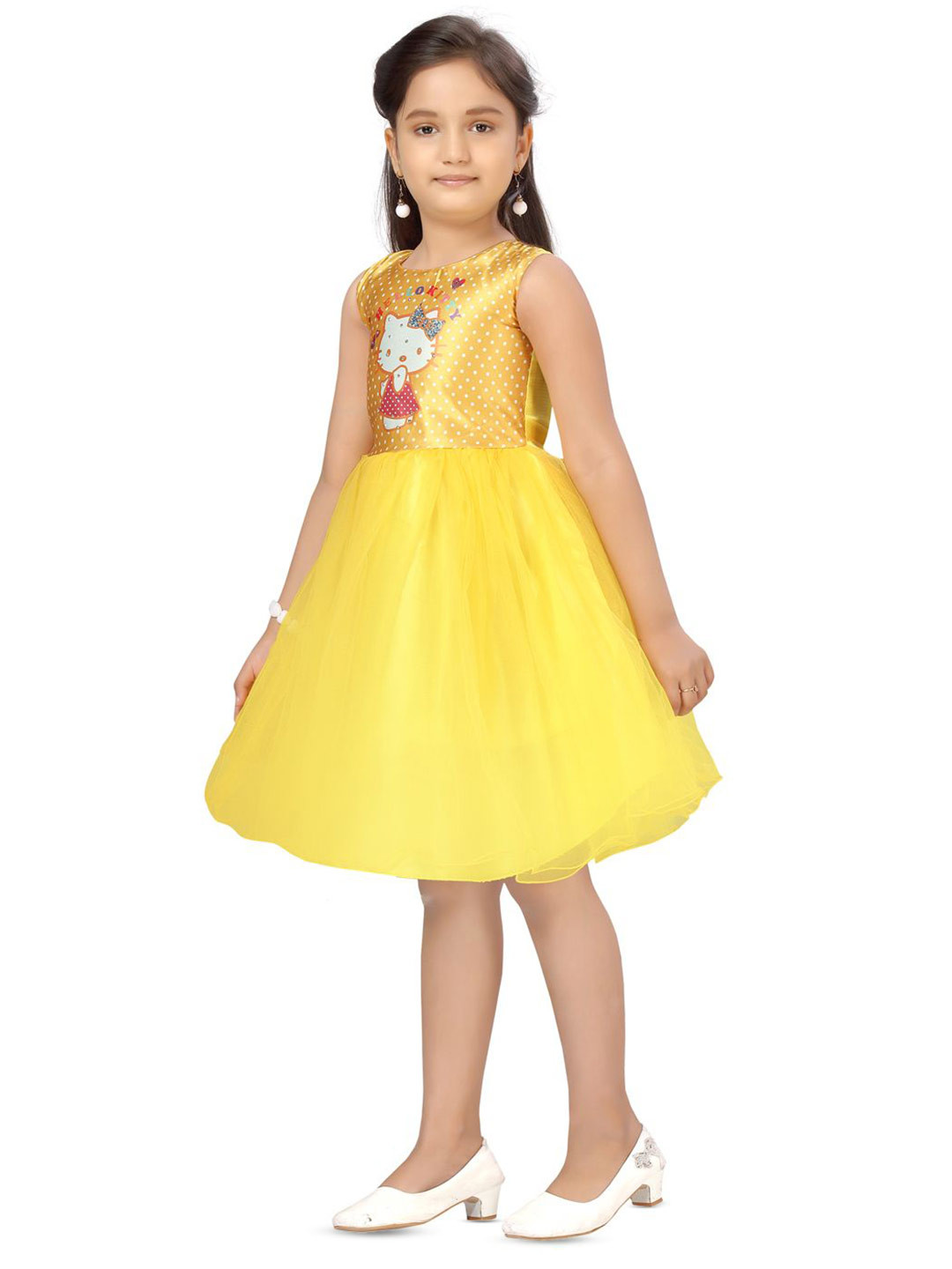 

BAESD Embellished Net Fit & Flare Dress, Yellow