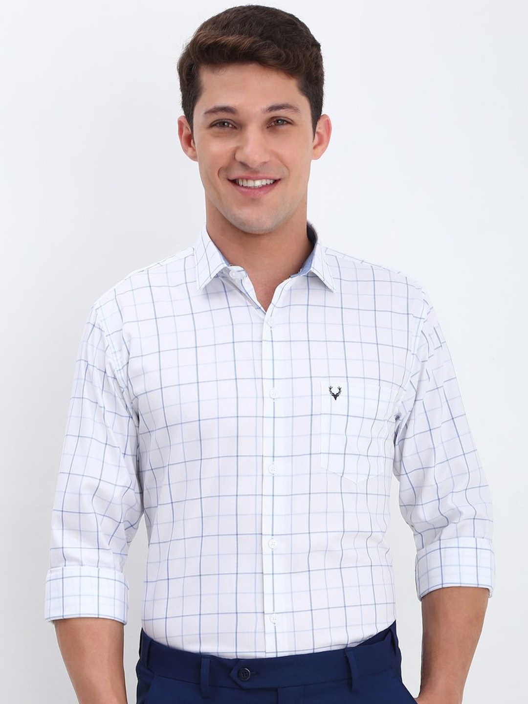 

Allen Solly Men Slim Fit Opaque Checked Formal Shirt, White