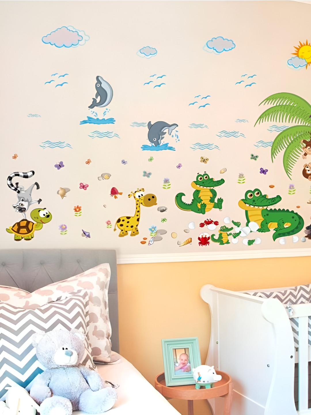 

Jaamso Royals Green & Blue Animals Printed Self-Adhesive & Waterproof Wall Sticker