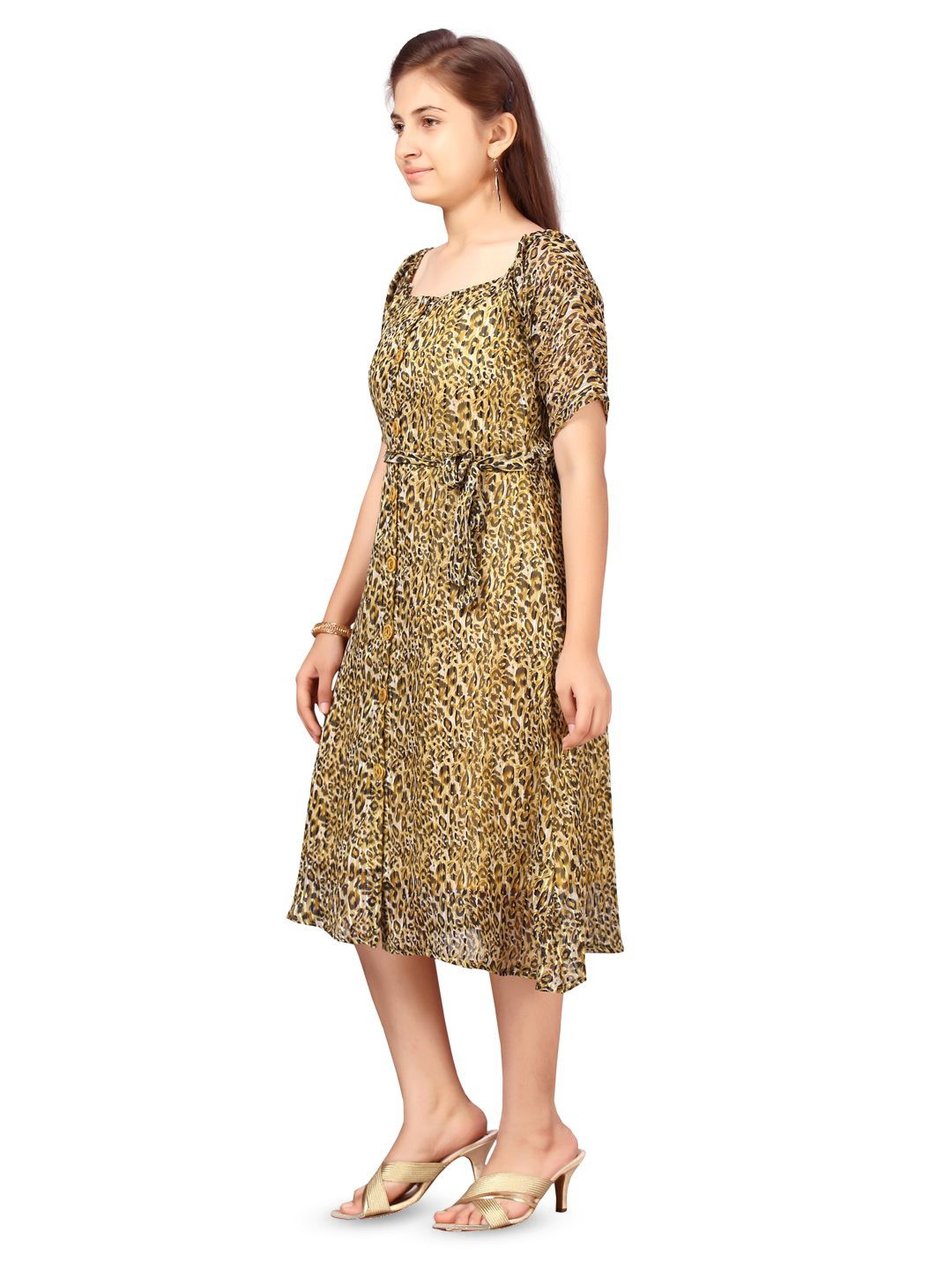 

BAESD Animal Print A-Line Midi Dress, Yellow