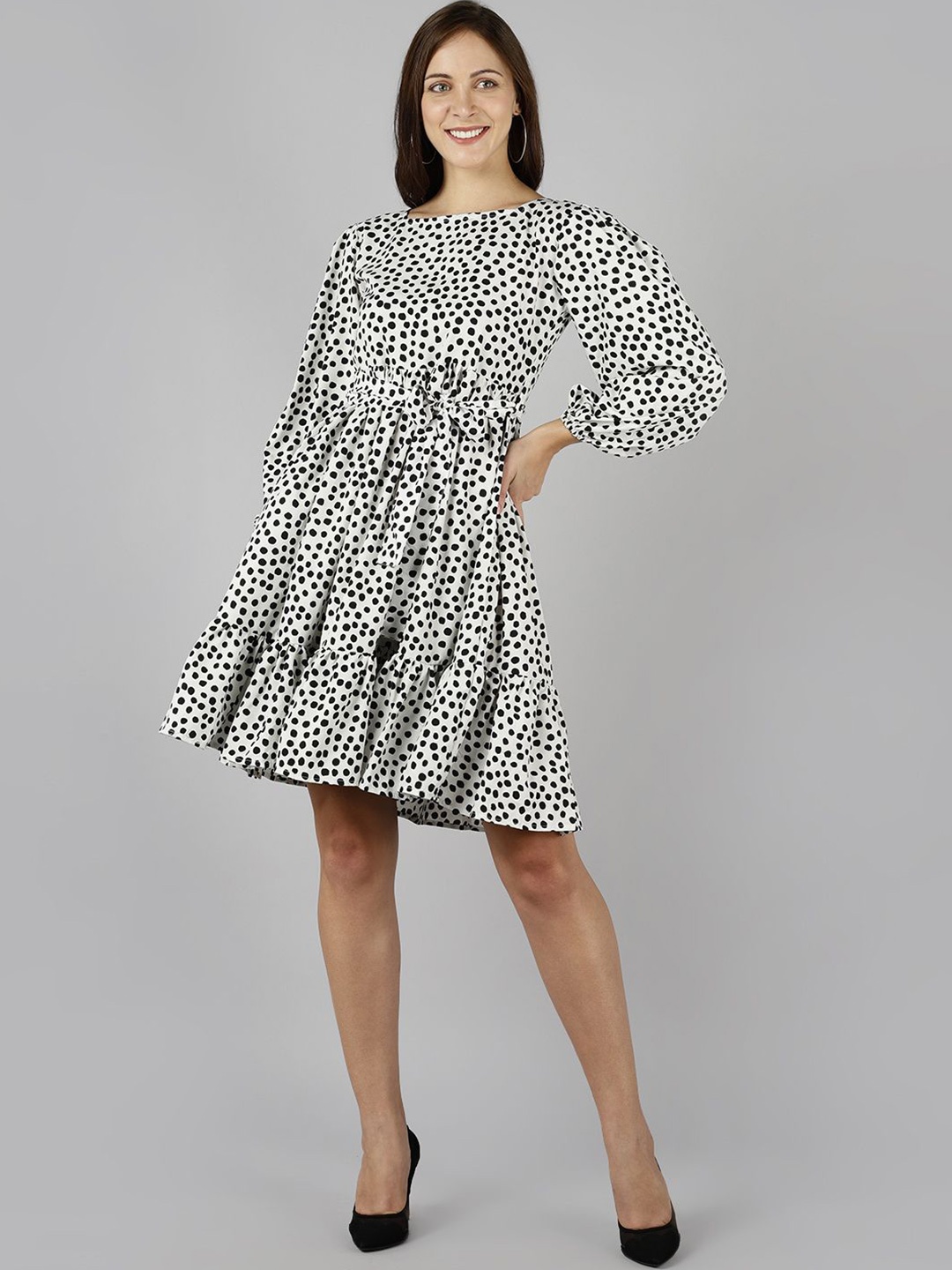 

Murcia Women Animal Printed Fit & Flare Dress, White