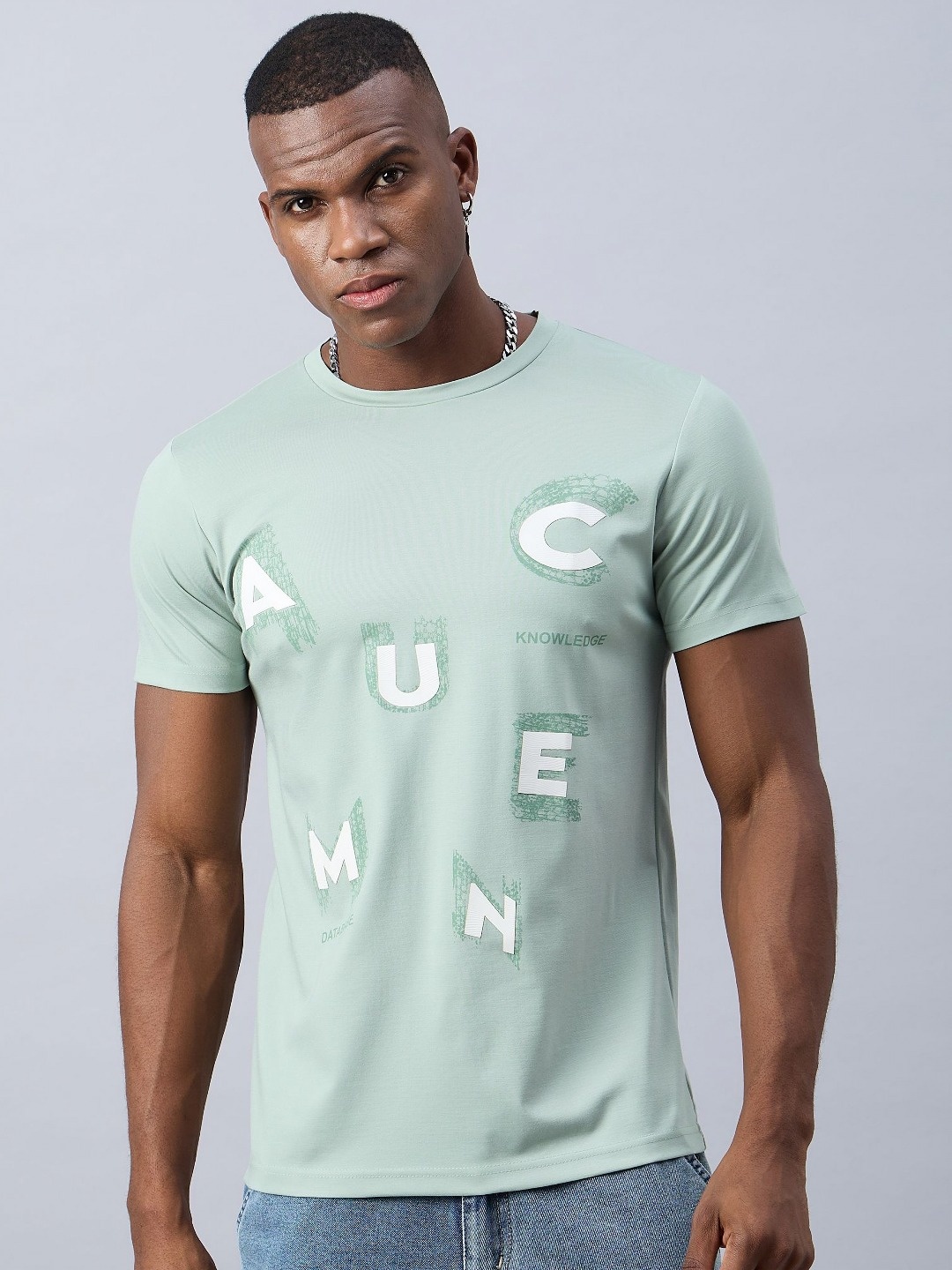 

REPRISE Men High Neck Pockets Slim Fit T-shirt, Green
