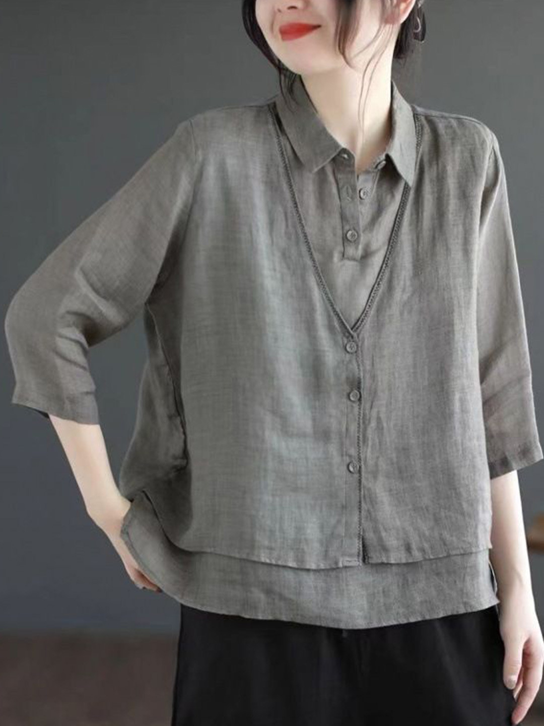 

StyleCast x Revolte Women Tartan Checks Opaque Checked Casual Shirt, Grey