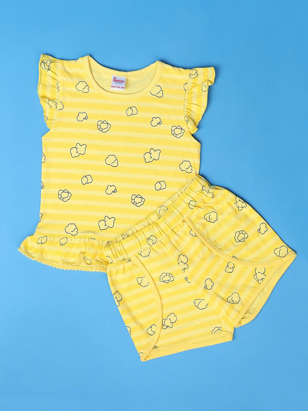 

V-Mart Girls Printed T-shirt with Shorts, Yellow