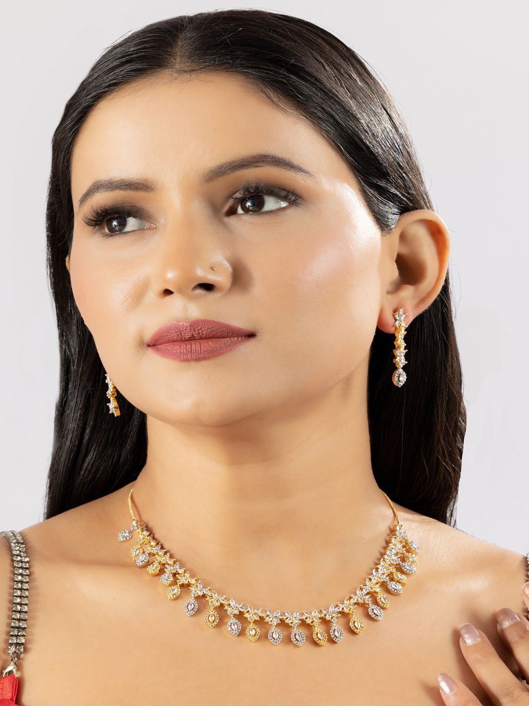 

Niscka Silver Plated AD Studded Jewellery Set