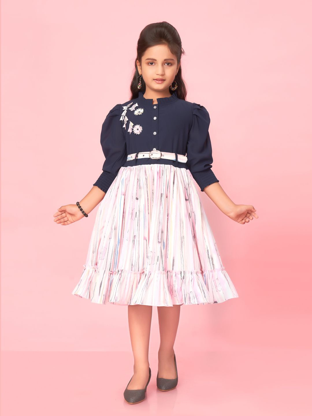 

BAESD Georgette Fit & Flare Midi Dress, Pink