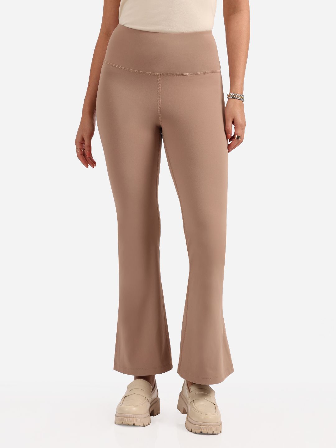 

Blissclub Women Loose Fit High-Rise Wrinkle Free Wide Leg Trousers, Tan
