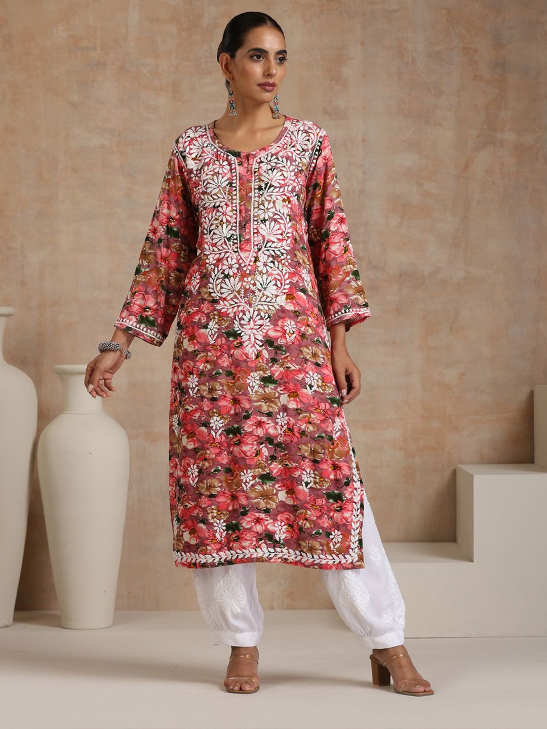 

House of Chikankari Chikankari Printed Kurta, Multi