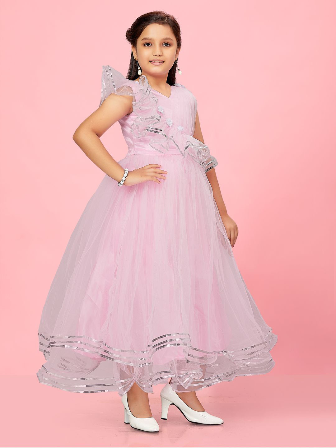 

BAESD Net Maxi Dress, Pink