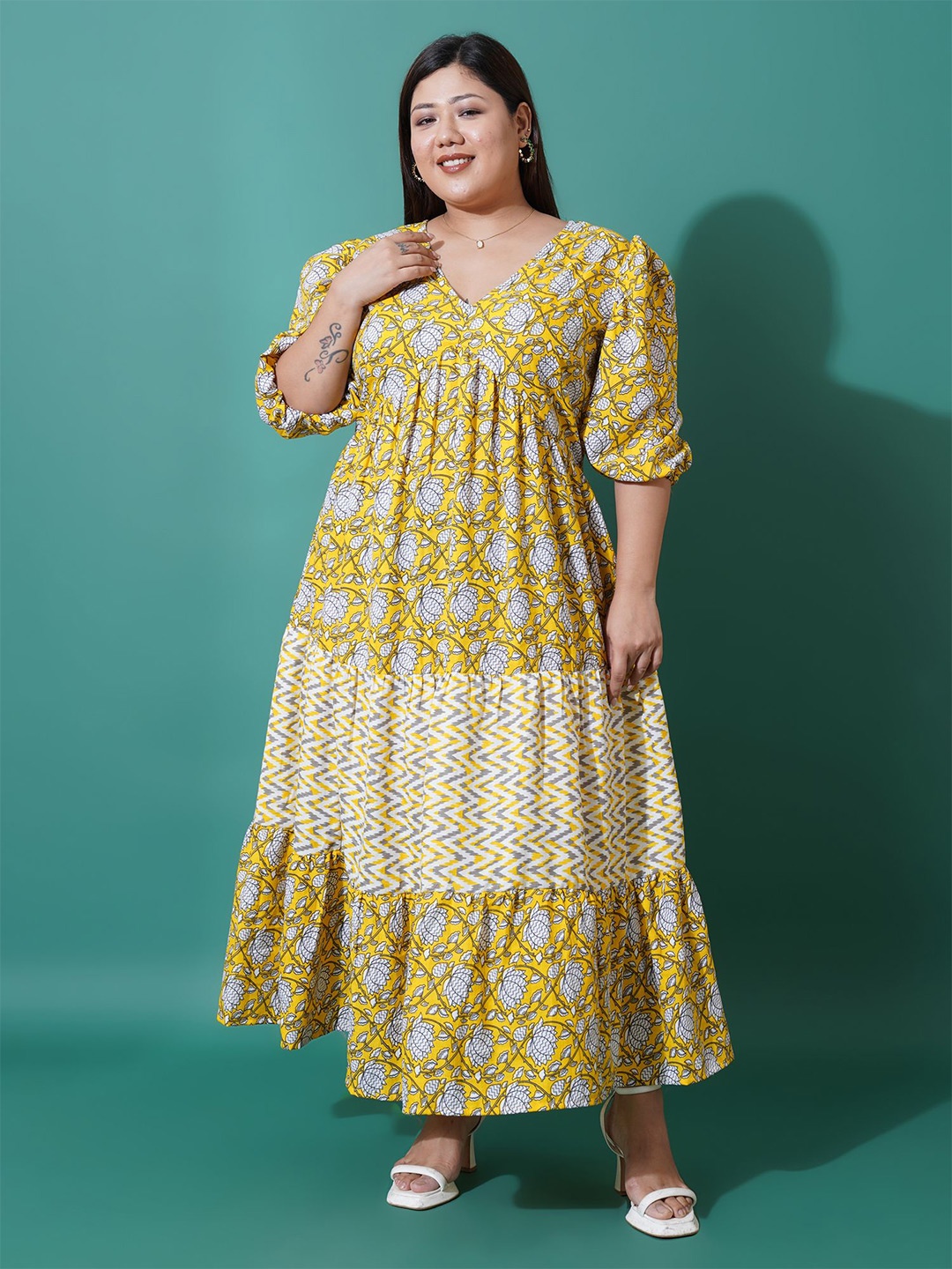 

U&F Beyond Floral Print Maxi Dress, Yellow