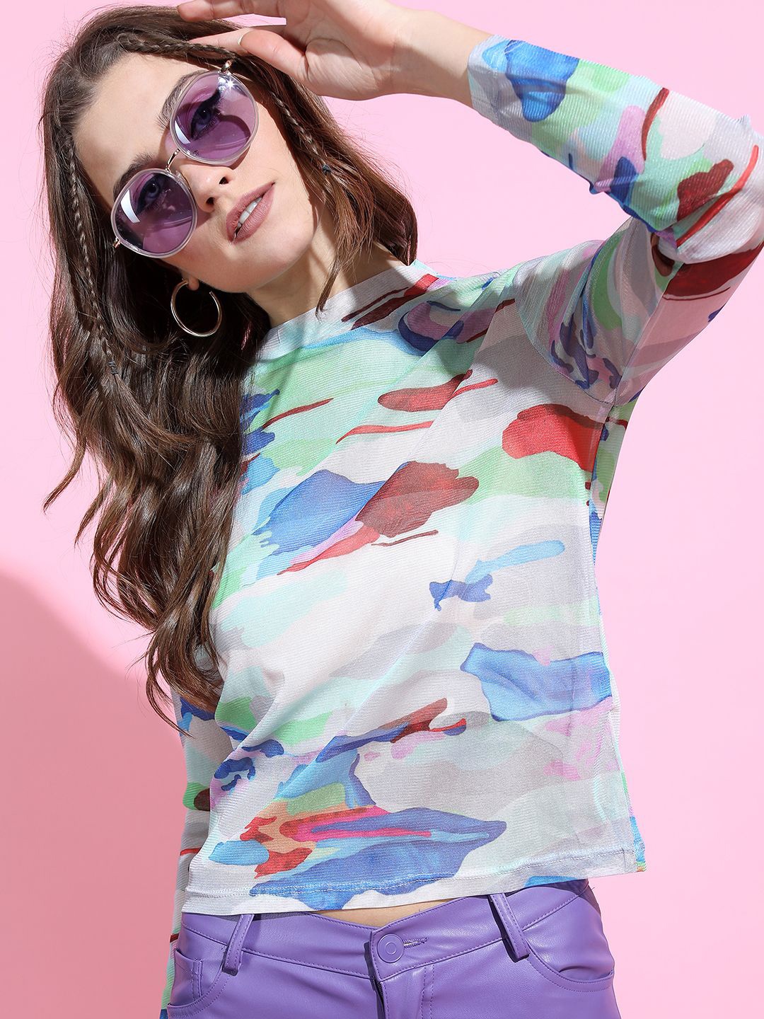 

Tokyo Talkies Print Top, Grey