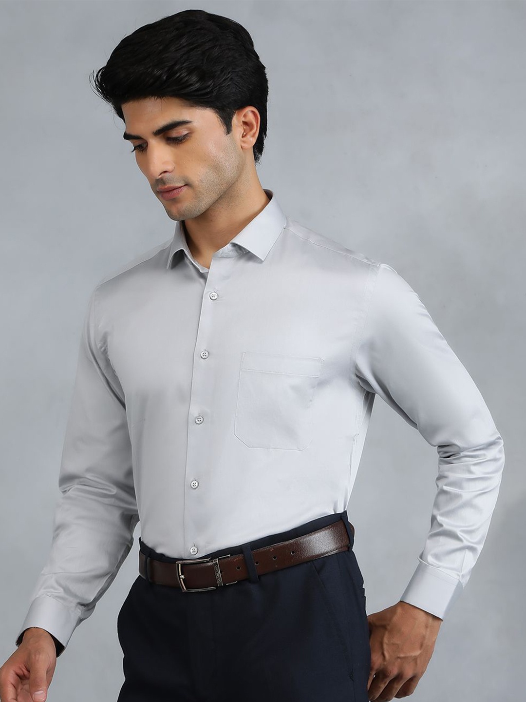 

Greenfibre Men Slim Fit Opaque Casual Shirt, Grey