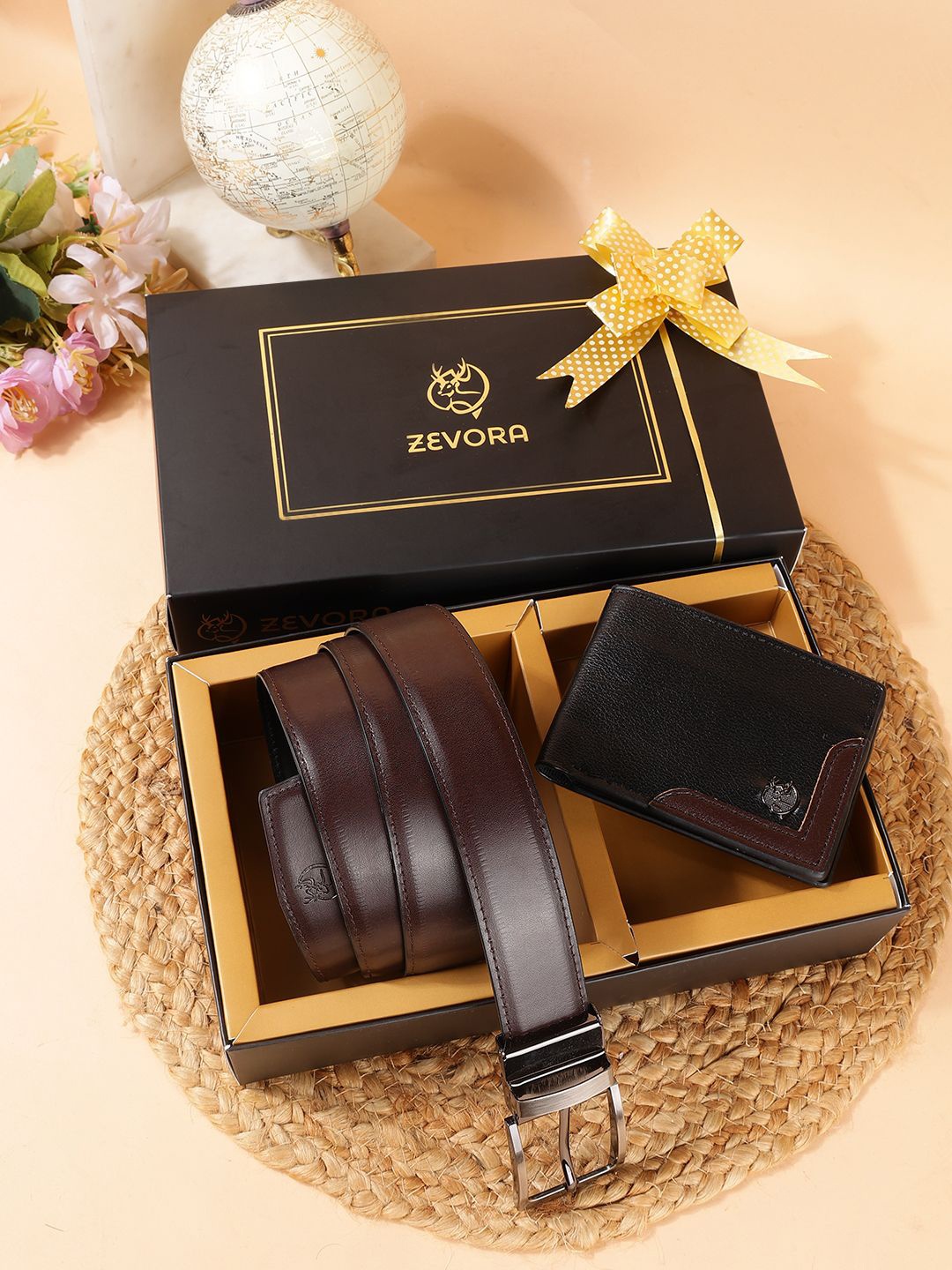 

ZEVORA Men Accessory Gift Gift Set Of Wallet With Belt, Brown
