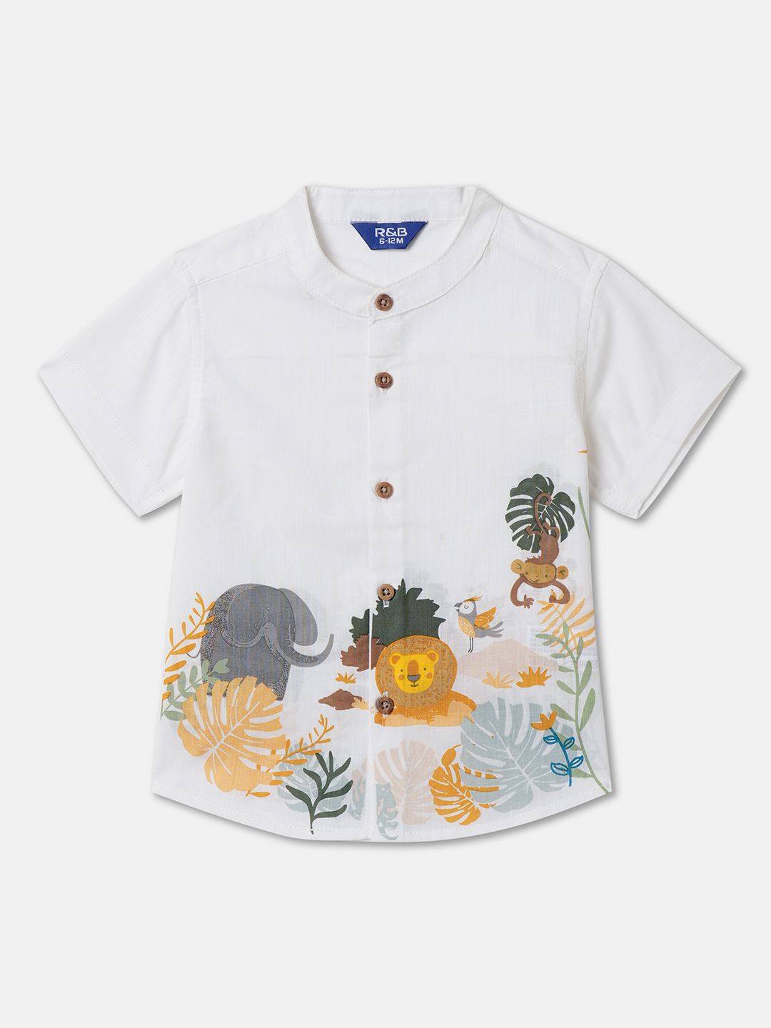 

R&B Girls Floral Opaque Printed Casual Shirt, White