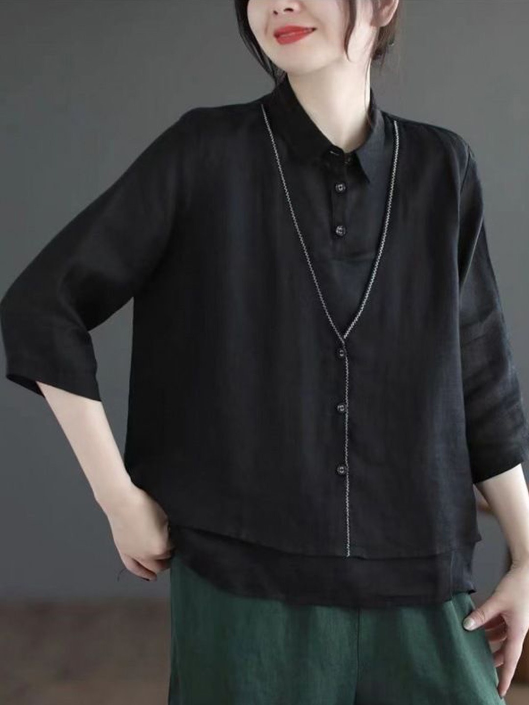 

StyleCast x Revolte Women Opaque Casual Shirt, Black