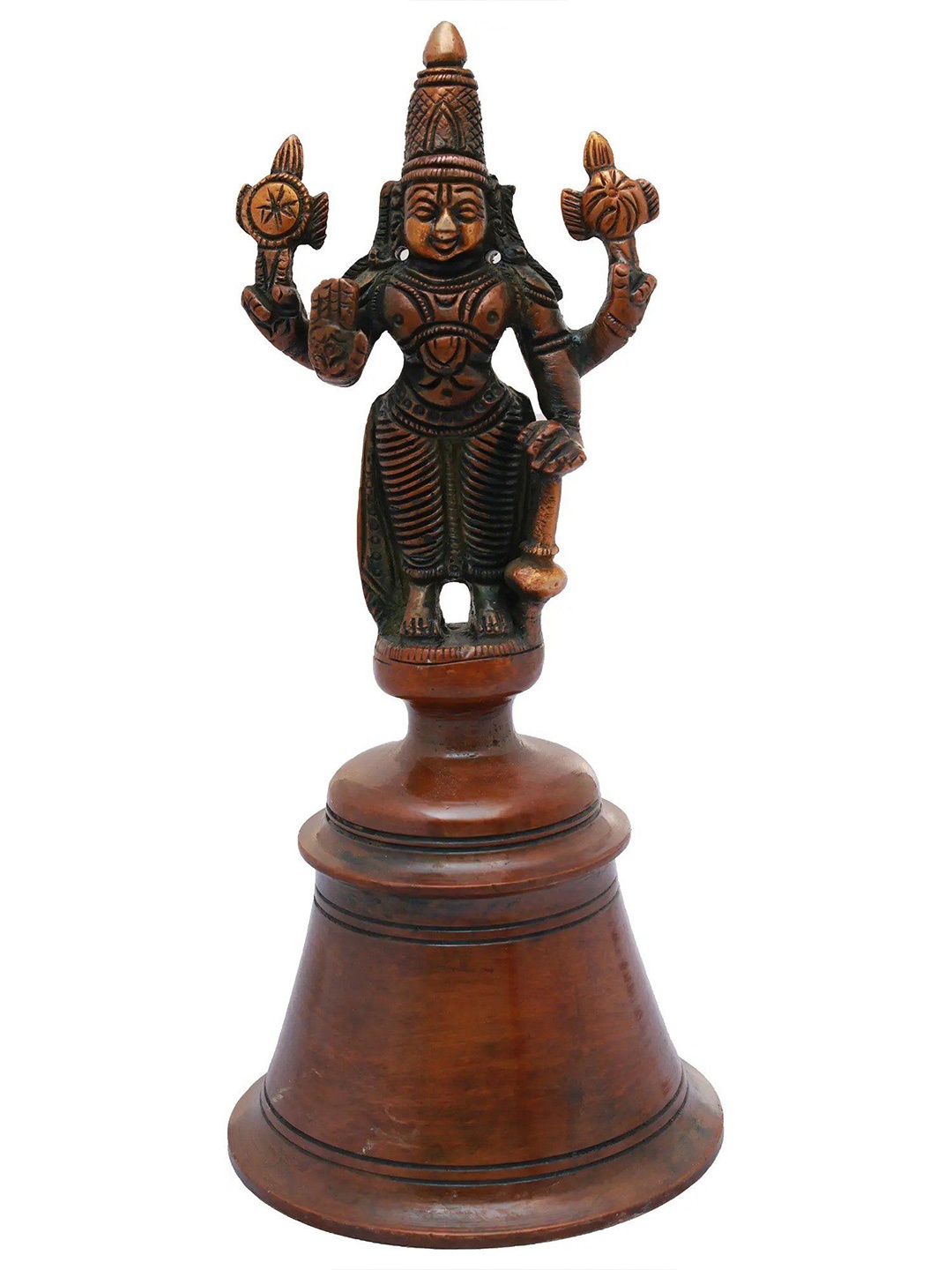 

Exotic India Lord Vishnu Handheld Bell In Brass, Brown