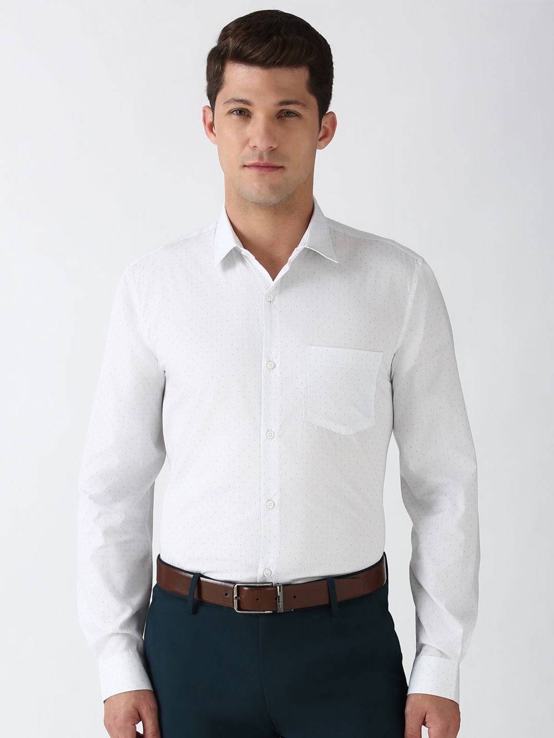 

Peter England Men Slim Fit Opaque Formal Shirt, White