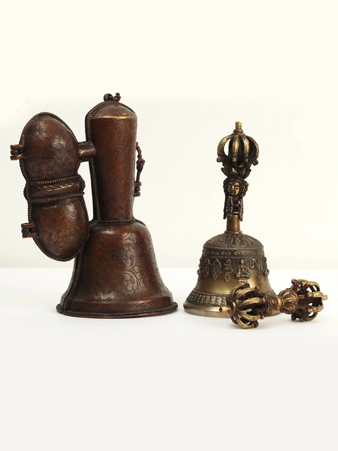 

Exotic India Om Mani Padme Hum Bell Dorje with Case, Brown