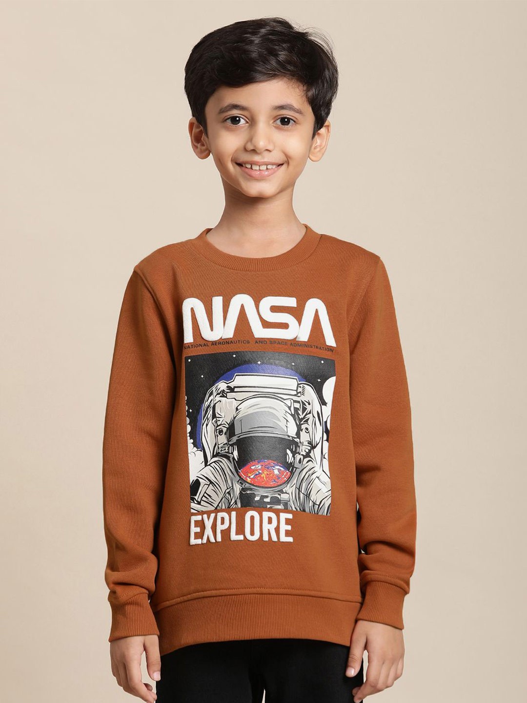 

Kids Ville Boys NASA Printed Sweatshirt, Brown