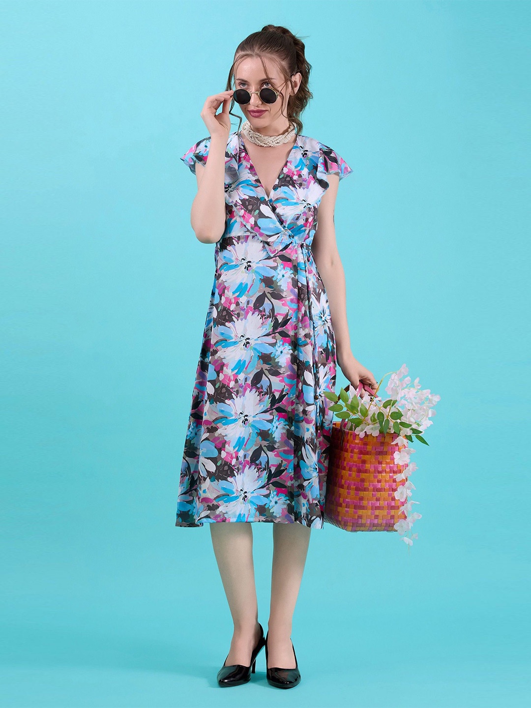 

Amarasha Floral Print Fit & Flare Midi Dress, Yellow