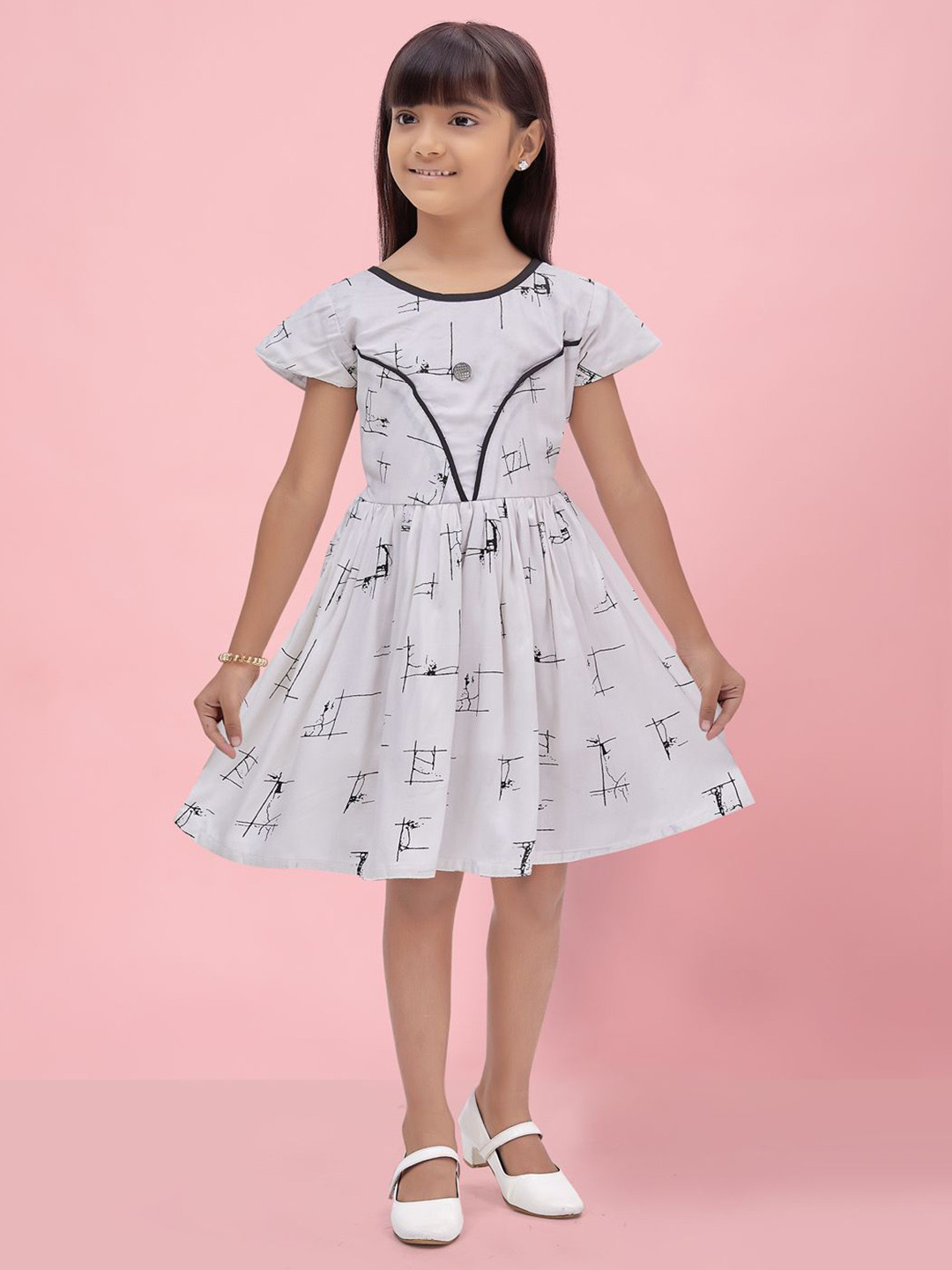

BAESD Print Peplum Dress, White