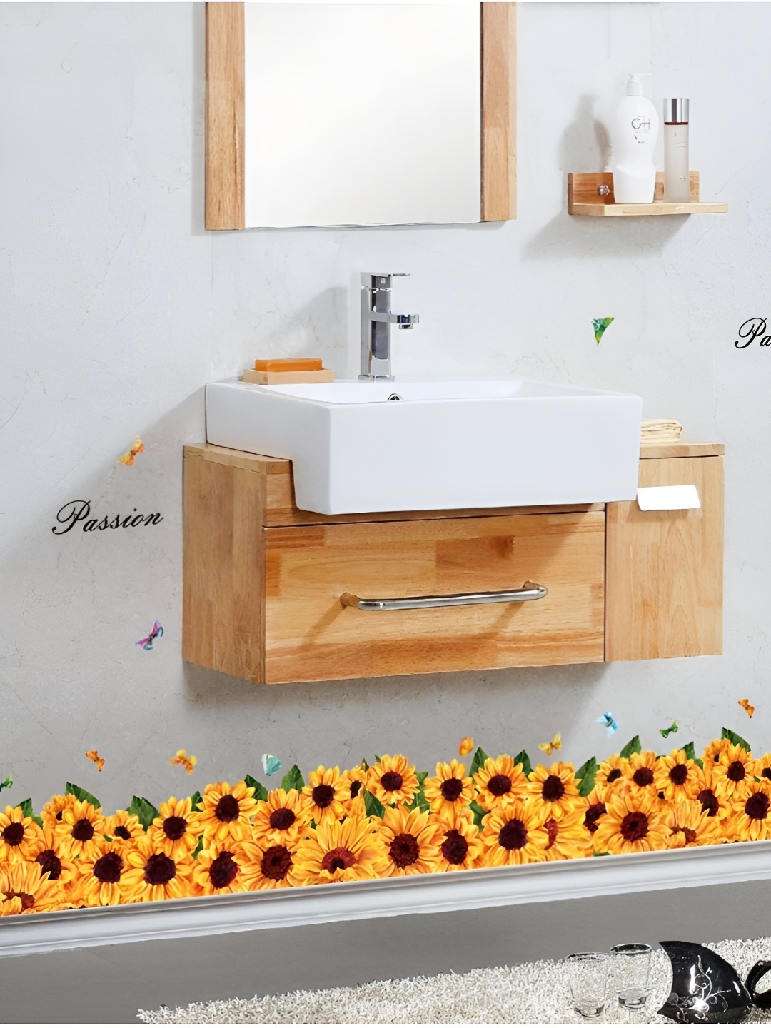 

Jaamso Royals Yellow & Brown Sunflower Self-Adhesive & Waterproof Wall Sticker