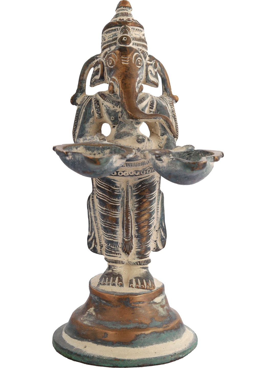 

Exotic India 5" Lord Ganesha Brass Lamp, Brown