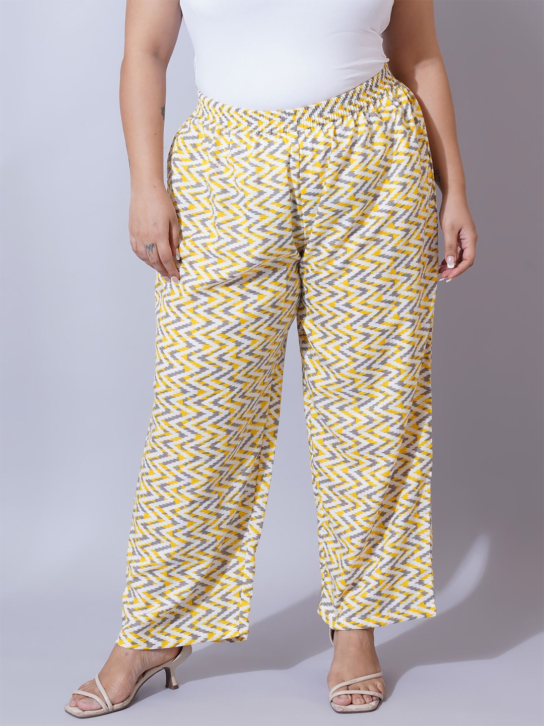 

U&F Beyond Women Printed Palazzos, Yellow