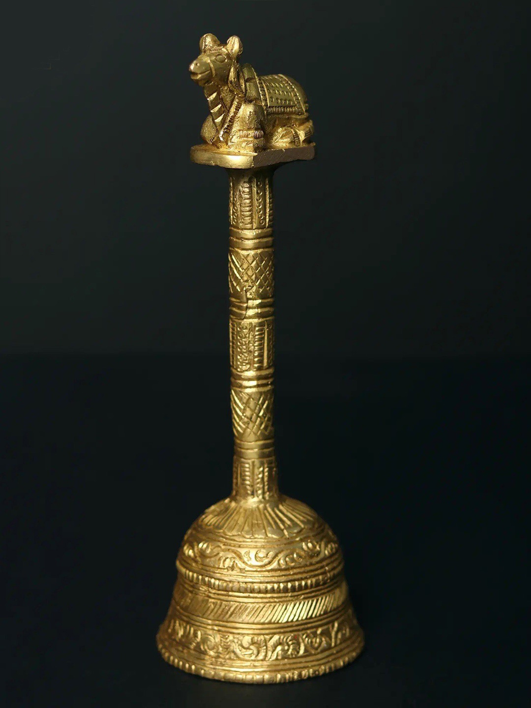 

Exotic India 6" Brass Hindu Ritual Bell, Gold