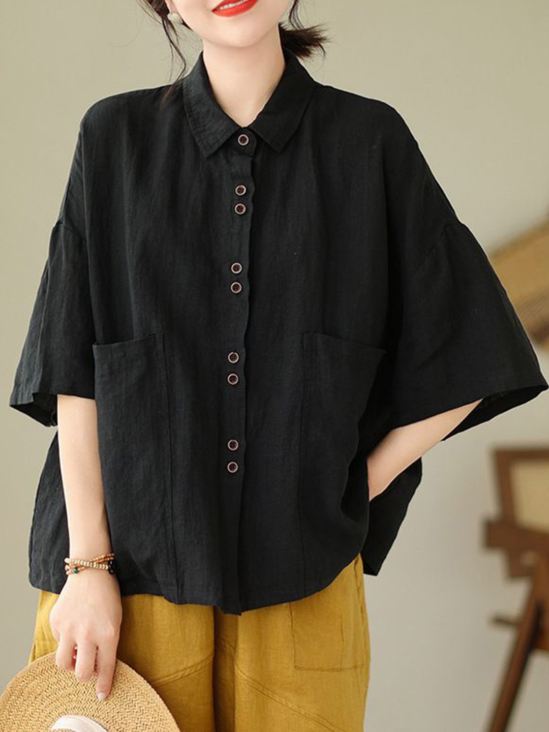 

StyleCast x Revolte Women Opaque Casual Shirt, Black